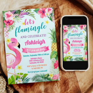 Tropical Summer 5th Birthday Invitation