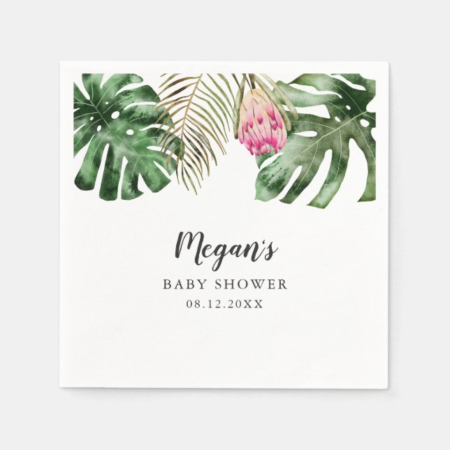 Tropical Summer Baby Shower Watercolor Napkin (Front)