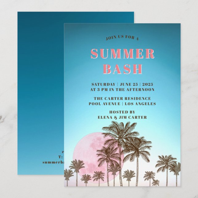 TROPICAL SUMMER BASH PARTY INVITATION (Front/Back)