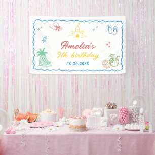 Tropical Summer Beach Birthday Party Banner
