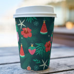 Tropical Summer Beach Christmas Holidays New Year Paper Cups<br><div class="desc">Tropical Summer Beach Christmas Holidays Festive New Year Party Paper Cups features a colourful pattern of summer Christmas icon decorations such as tropical fruit, watermelon, strawberries, pineapples, seashells, tropical flowers and gingerbread people. Perfect for summer Christmas parties, beach holiday celebrations, festive weddings and tropical birthday parties. Designed by ©Evco Holidays...</div>