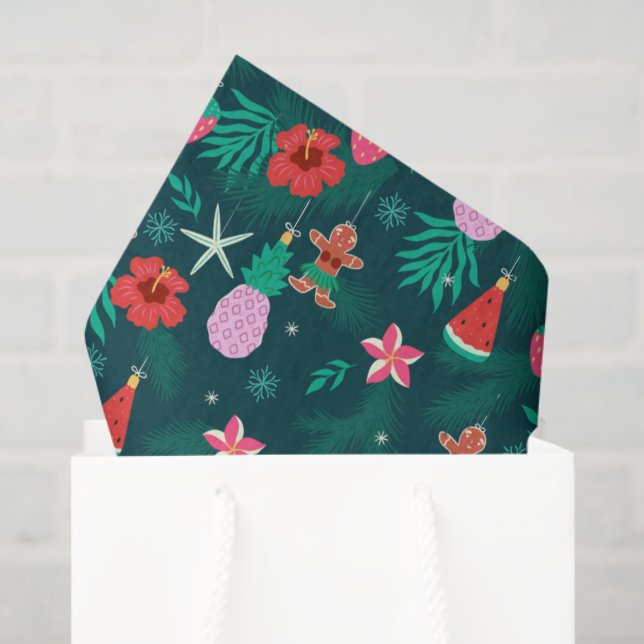 Tropical Summer Beach Christmas Holidays New Year Tissue Paper (Gift Bag)