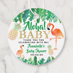Tropical Summer Beach Luau Boys Baby Shower Favour Tags
