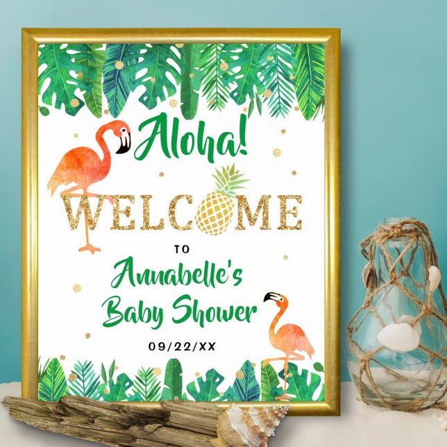 Tropical Summer Beach Luau Boys Baby Shower Poster (Creator Uploaded)