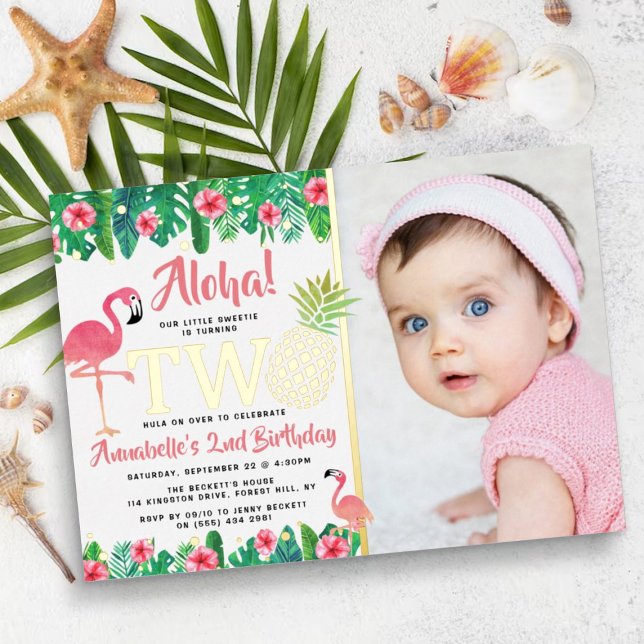 Tropical Summer Beach Luau Girl 2nd Birthday Photo (Creator Uploaded)