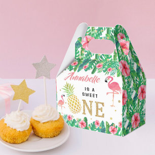 Tropical Summer Beach Luau Girls 1st Birthday Favor Box