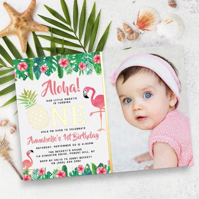 Tropical Summer Beach Luau Girls 1st Birthday Real (Creator Uploaded)