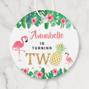Tropical Summer Beach Luau Girls 2nd Birthday Favour Tags