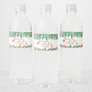 Tropical Summer Beach Luau Girls 2nd Birthday Water Bottle Label
