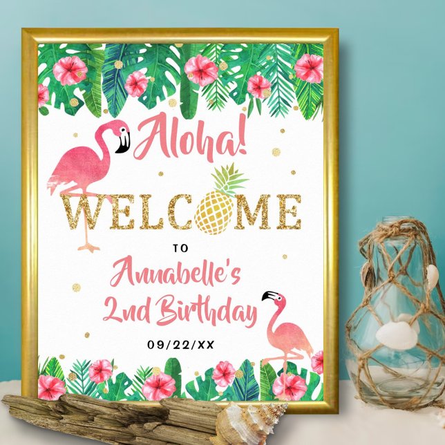 Tropical Summer Beach Luau Girls Birthday Welcome Poster (Creator Uploaded)