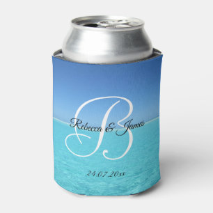 Tropical Summer Beach Monogram Can Cooler