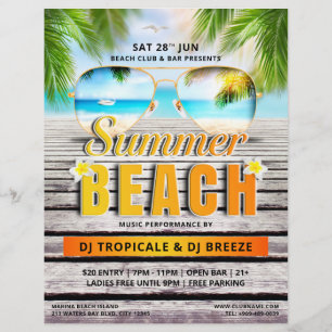 Tropical Summer Beach Party Club Marketing Event Flyer