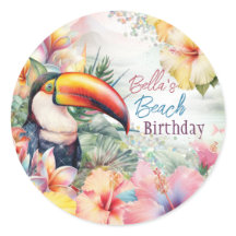 Tropical Summer Beach Party Stickers