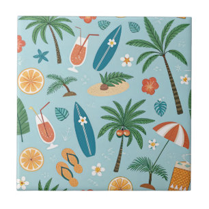 Tropical Summer Beach Pattern (2) Tile