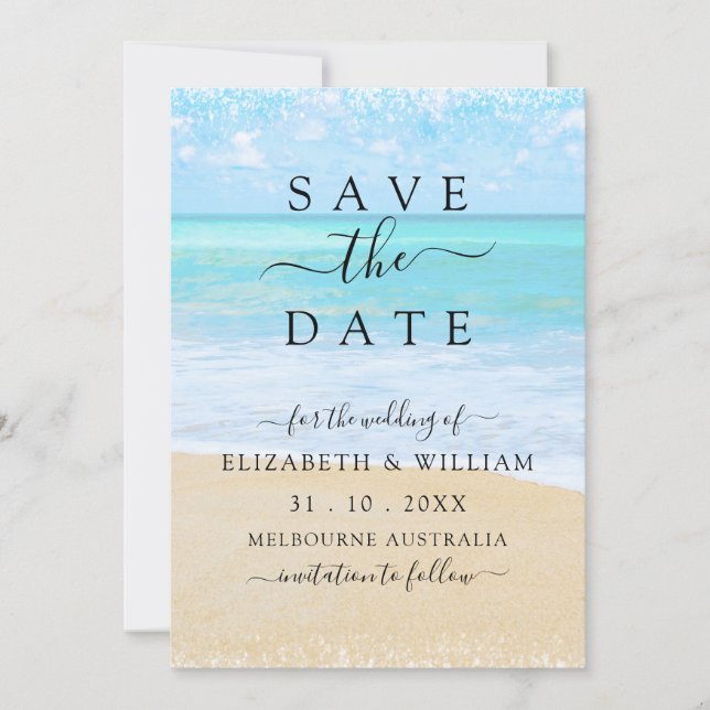 Tropical Summer Beach Save The Date (Front)
