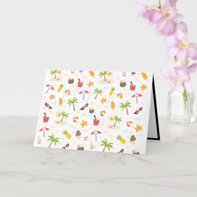 Tropical Summer Beach Vacation Pattern Design Card (Orchid)
