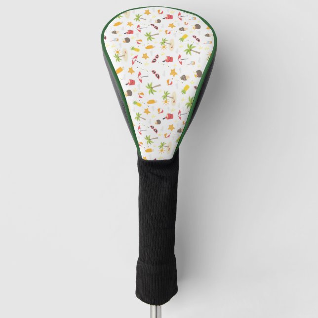 Tropical Summer Beach Vacation Pattern Design Golf Head Cover (Front)