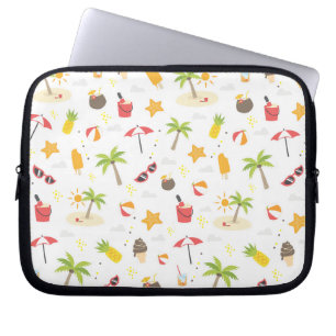 Tropical Summer Beach Vacation Pattern Design Laptop Sleeve