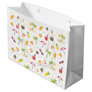 Tropical Summer Beach Vacation Pattern Design Large Gift Bag