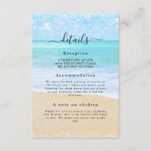 Tropical Summer Beach Wedding Detail Card