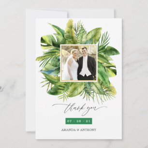 Tropical Summer Beach Wedding Photo Collage Thank You Card