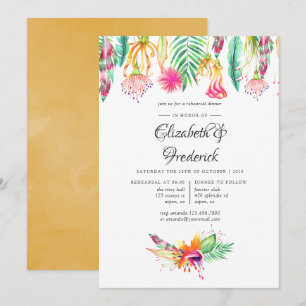 Tropical Summer Beach Wedding Rehearsal Dinner Invitation