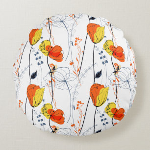 Tropical summer Beautiful yellow florals Design Round Pillow