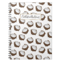Tropical Summer Brown White Coconut Fruit Pattern