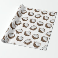 Tropical Summer Brown White Coconut Fruit Pattern
