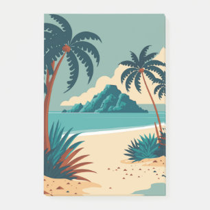 Tropical summer cartoon beach post-it notes