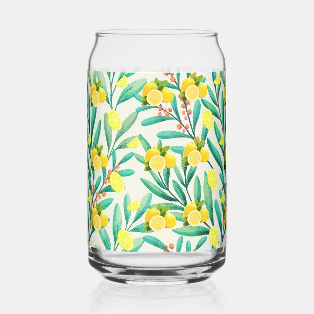 Tropical Summer Citrus fresh orange lemon Slice  Can Glass (Front)