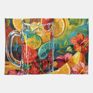 Tropical Summer Cocktail Impasto Oil Painting Kitchen Towel