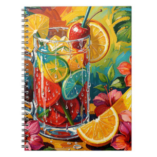 Tropical Summer Cocktail Impasto Oil Painting Notebook