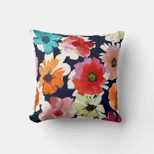 Tropical summer Colourful florals Design Throw Pillow