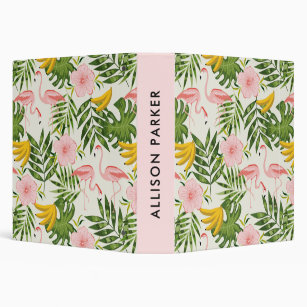 Tropical Summer Flamingo Pink Personalized Binder
