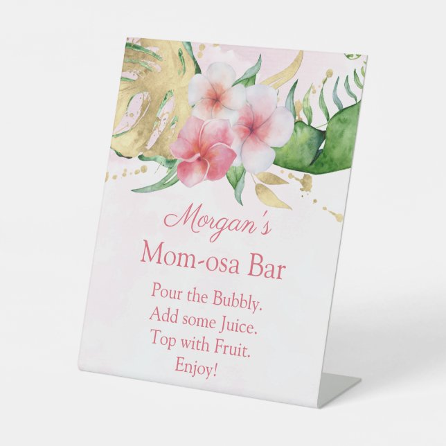 Tropical Summer Floral Baby Shower Momosa Bar Sign (Front)