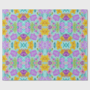Tropical Summer Floral Pattern - Bright Hibiscus  Wrapping Paper
