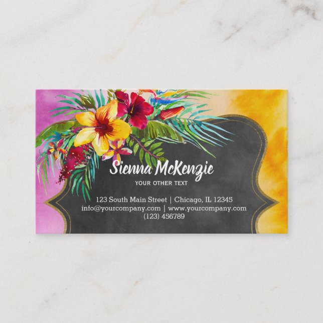 Tropical Summer Flowers Hibiscus Business Card (Front)