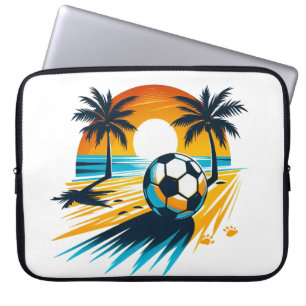Tropical Summer Football Retro Beach Soccer Sunset Laptop Sleeve