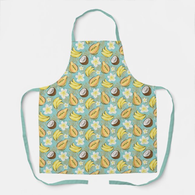Tropical Summer Fruit Pattern Apron (Front)