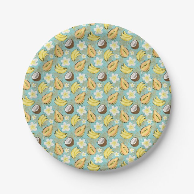 Tropical Summer Fruit Pattern Paper Plate (Front)