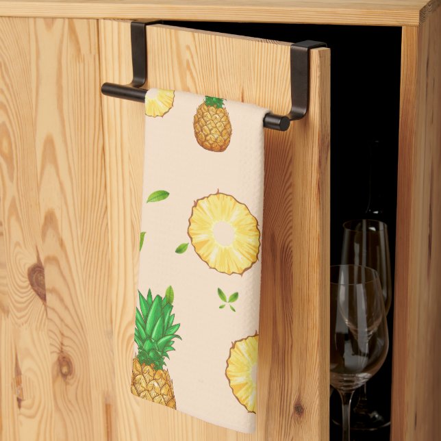 TROPICAL SUMMER FRUIT pineapple Slice pattern Kitchen Towel (Thirds Fold)