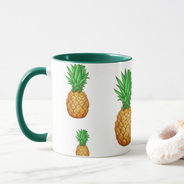 TROPICAL SUMMER FRUIT pineapple Slice  Pattern Mug (With Donut)