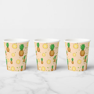 TROPICAL SUMMER FRUIT pineapple Slice pattern Paper Cups