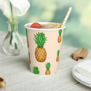 TROPICAL SUMMER FRUIT pineapple Slice  trendy Patt Paper Cups