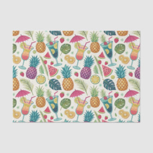 Tropical Summer Fruits & Cocktail Party Pattern Tissue Paper