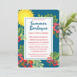 Tropical Summer Fun BBQ Invitation