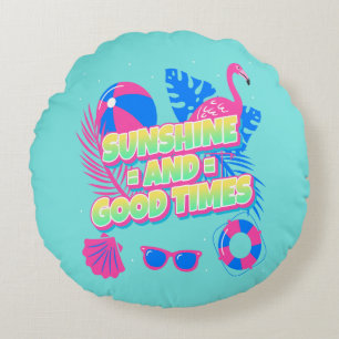 Tropical Summer Fun Vibes Round Pillow