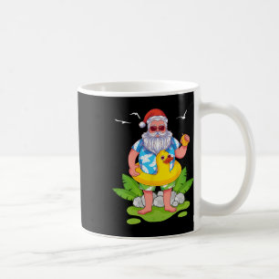 Tropical Summer Funny Hawaiian Santa Claus Christm Coffee Mug