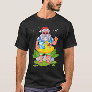 Tropical Summer Funny Hawaiian Santa Claus Christm T-Shirt
